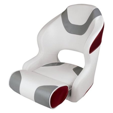 WISE Wise 3315-1774 Baja Bucket Seat with Flip Up Bolster - Brite White; Marble Grey & Dark Red 3315-1774